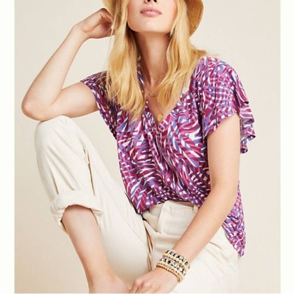ANTHROPOLOGIE T.LA ZEBRA WAYFARING WOMEN TEE SIZE SMALL